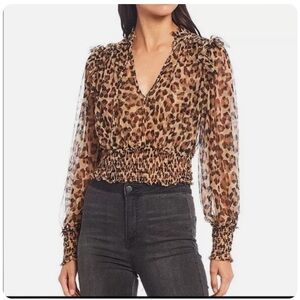 Free People Twyla Leopard Sheer Top